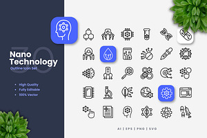 Nano Technology Outline Icons, an Outline Icon by Upnowgraphic