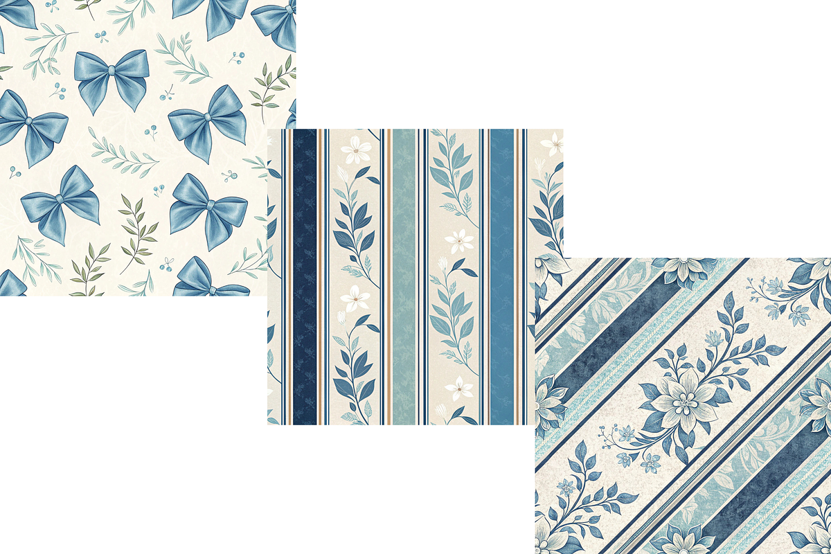 Coquette Blue Toile Digital Paper, a Pattern Graphic by FloridPrintables (Photo 2 of 10)