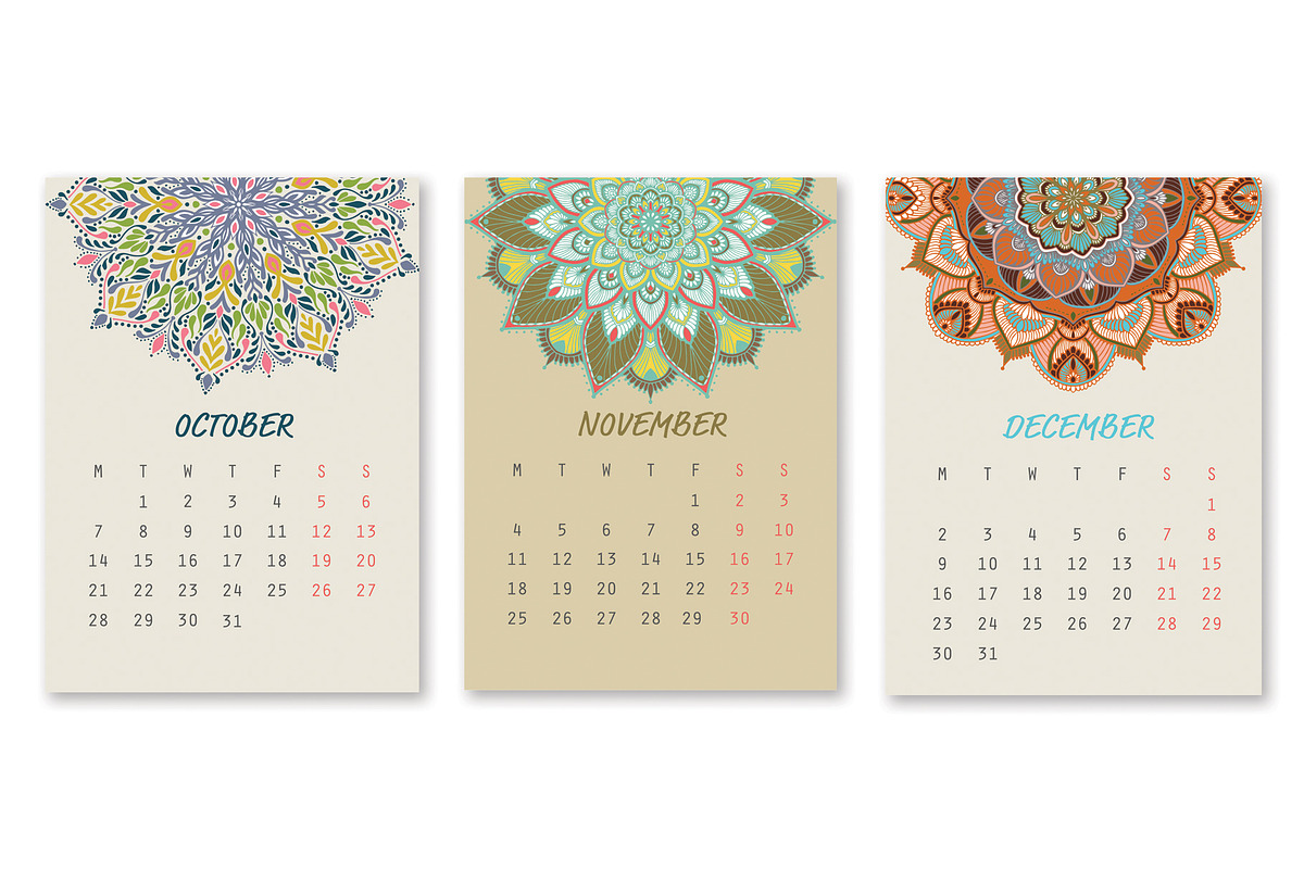 2019 New Year Calendar Mandala Style, a Stationery Template by Noree (Photo 5 of 5)
