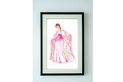 Watercolor pink gown dress princess, a Person Illustration by tranyenhanu (Thumbnail 2 of 3)