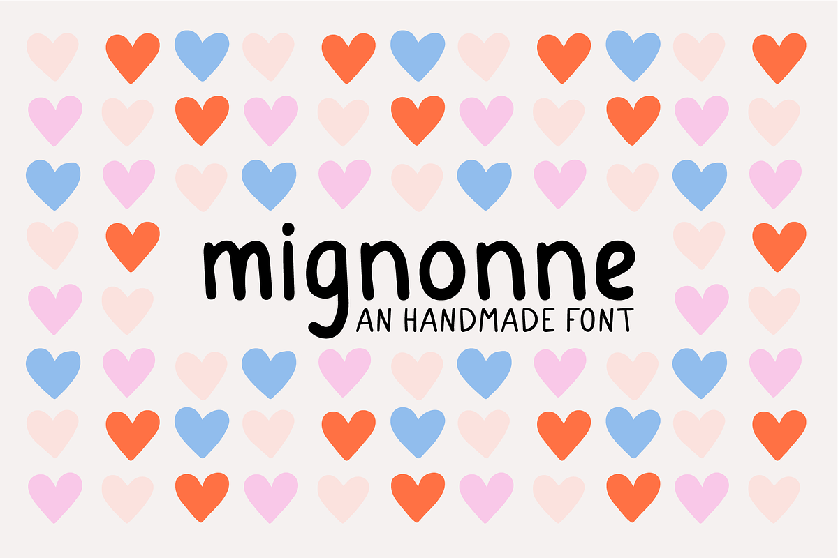 Mignonne - cute handmade font, a Handwritten Font by Enola Louge (Photo 1 of 8)