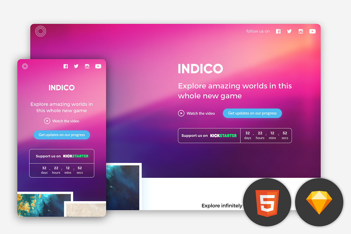 Indico - Multipurpose one pager, a Landing Page Template by Indishop (Photo 1 of 5)