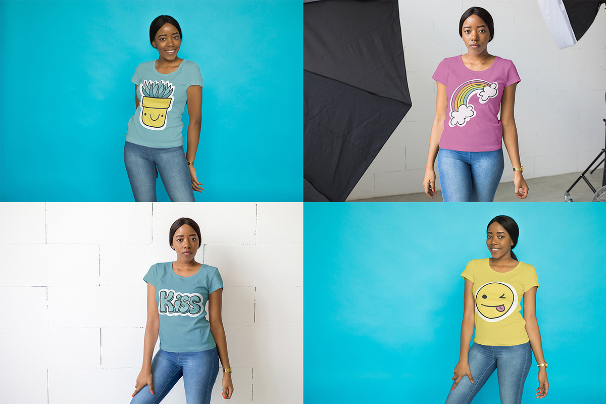 African Girl T-Shirt Mock-Up Set, a Shirt Mockup by Freeman Studio (Photo 7 of 14)