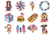 Watercolor 4th of July Clipart, a Seasonal Illustration by Design Market (Thumbnail 5 of 5)