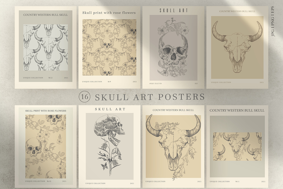 SKULL ART POSTERS, a Texture Illustration by LanaDzi (Photo 8 of 9)