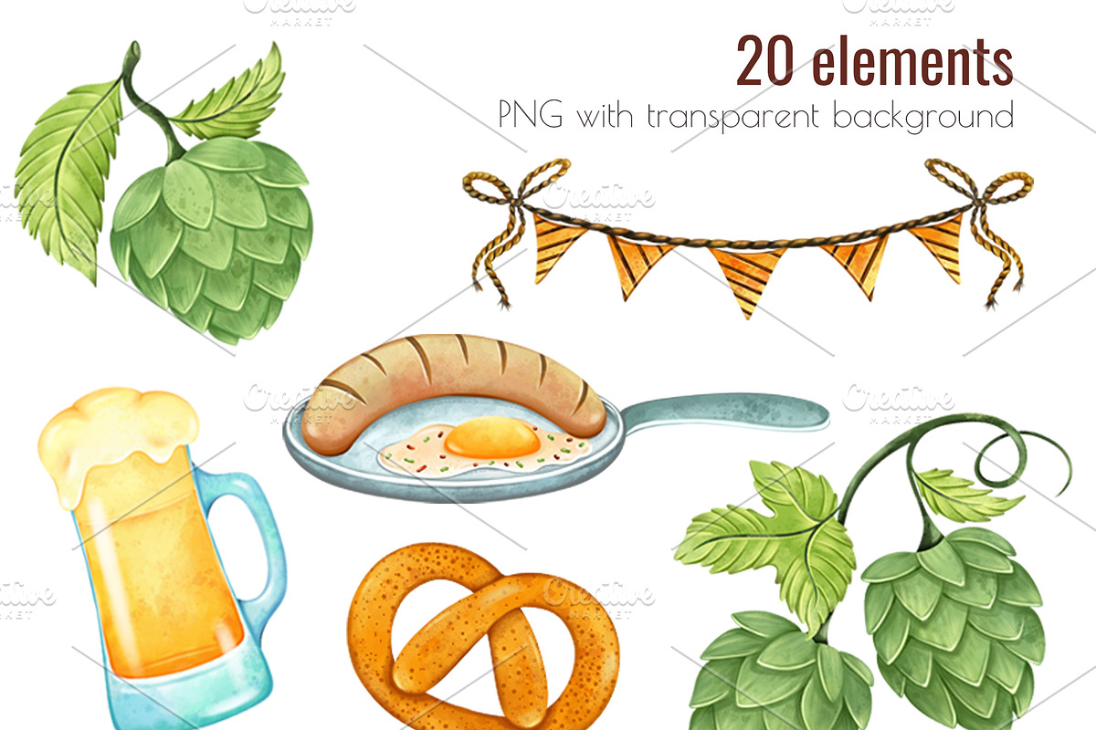 Beer Clipart PNG Set, a Food Illustration by Mespilia (Photo 2 of 5)