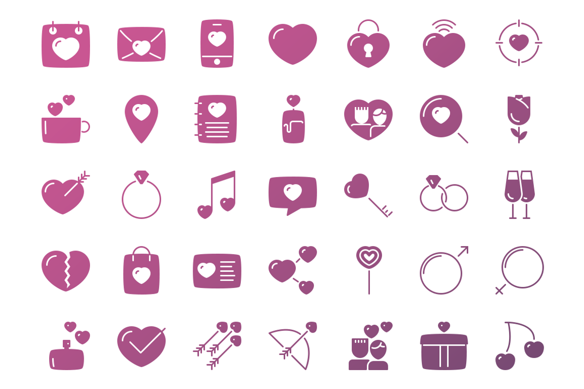 Valentine's day line icons + BONUS, an Outline Icon by brandcut (Photo 4 of 5)