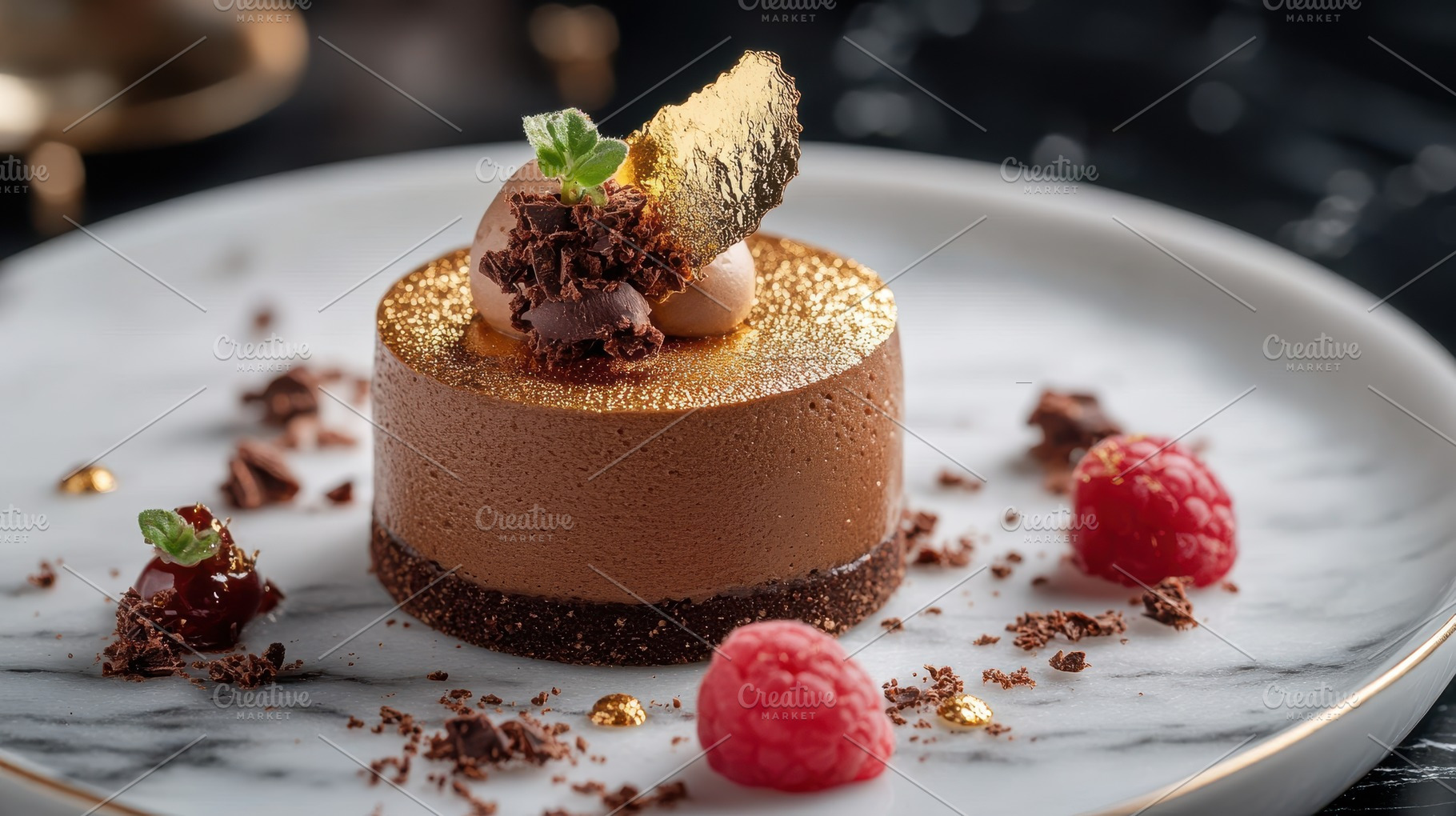 Elegant chocolate mousse dessert top, a Background Photo by Pixeness