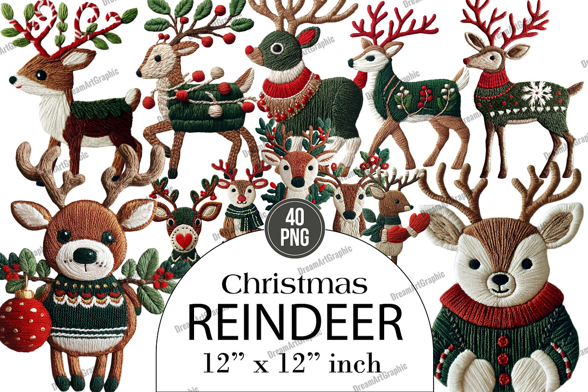 Christmas Reindeer Clipart, an Illustration by DreamArtGraphic (Photo 1 of 4)