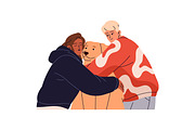 Happy people hugging cute dogs set, an Animal Illustration by PaperTrident (Thumbnail 2 of 11)