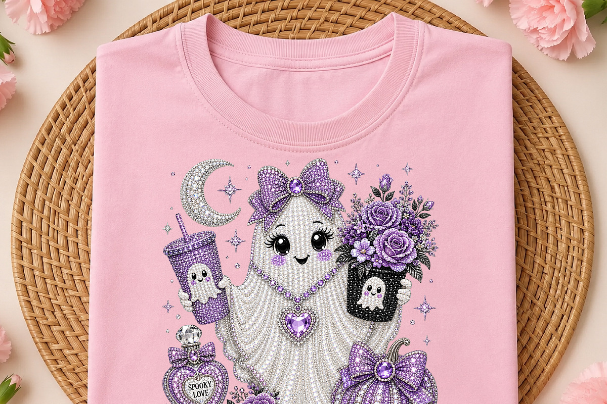 Cute Rhinestone Ghost PNG (2), a Seasonal Illustration by DreamCafeArt (Photo 2 of 6)