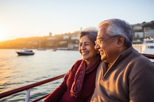 Elderly Indian American couple enjoy, a Photo by Dvoevnore photos