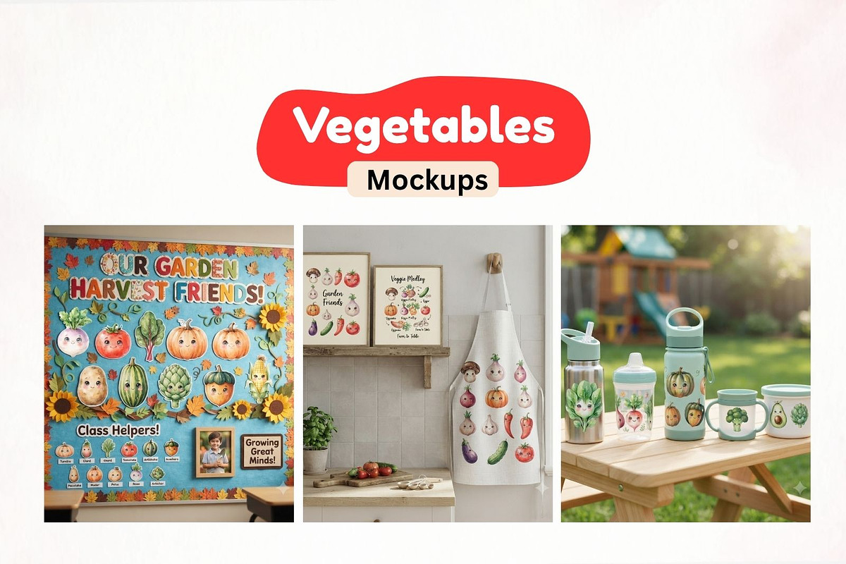 Cute Vegetable Clipart Bundle, a Decorative Illustration by Arslan (Photo 5 of 9)