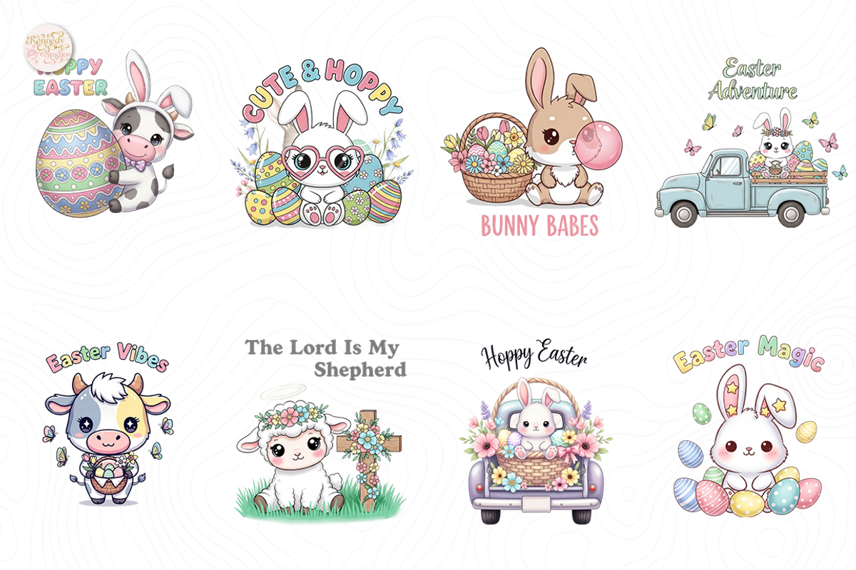 Happy Easter PNG Bundle Clipart Set., an Object Illustration by KennedyStudio (Photo 2 of 4)