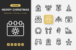 Merry Christmas Outline Icons