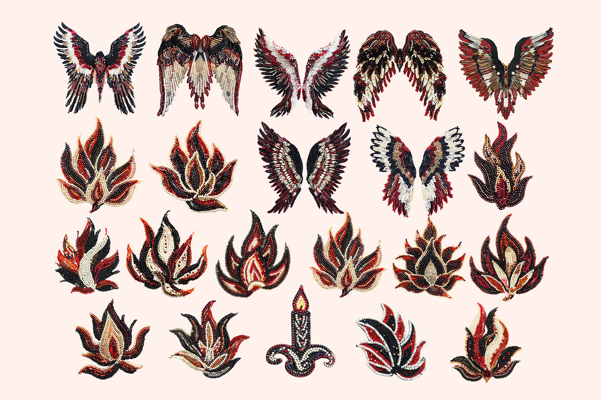 Love Beaded Embroidery Clipart Set, an Object Graphic by Olha Kostiuk (Photo 5 of 10)