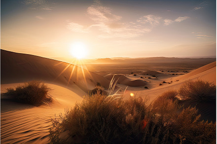 sunrise over desert dunes, with the, a Nature Photo by Sergey Kotenev