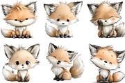 Watercolor Fox with Emotion Clipart, an Illustration by CraftArtStudio (Thumbnail 4 of 6)