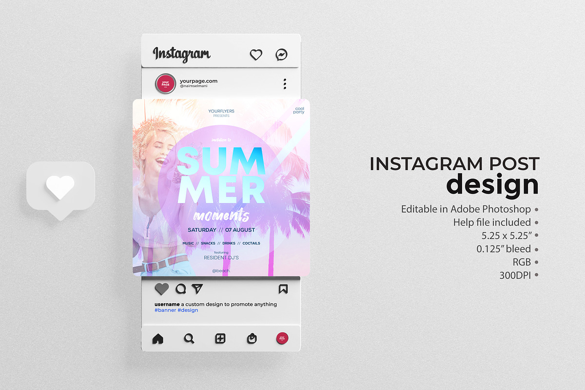 Summer Moments PSD Instagram Banner, a Social Media Template by Naim Selmani (Photo 1 of 3)