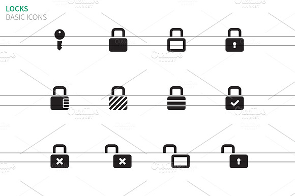 Locks Icons On White