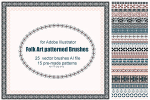 Folk Art Patterned Brushes For AI