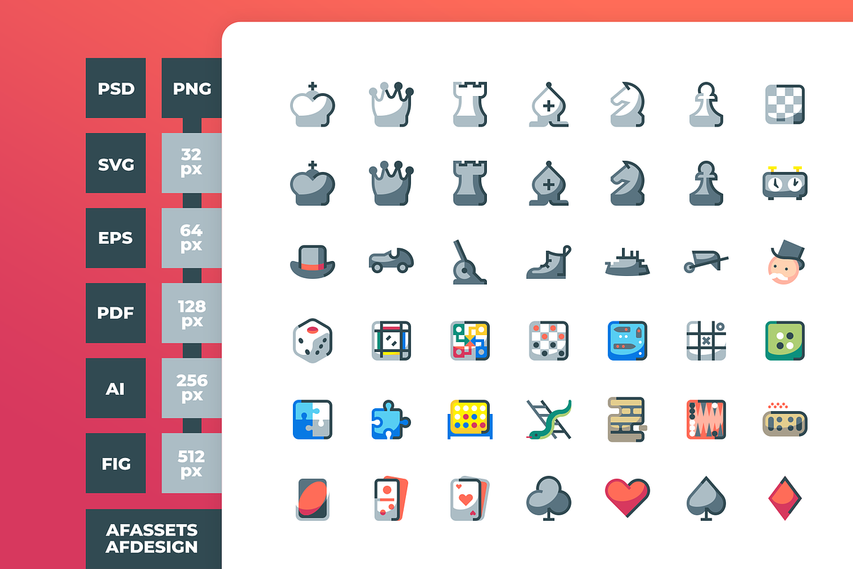 Iconez - 42 Board & Card Games Icons, an Outline Icon by oelhoem