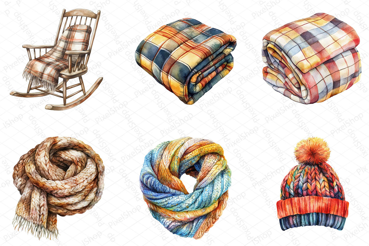 Watercolor Winter Cozy Clipart, an Illustration by DreamPrint404 (Photo 5 of 7)