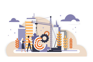Business goal building city skyline, an Illustration by Lemberg Vector