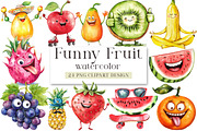 Funny Fruit Watercolor Clipart Bundl, an Illustration by DreamArtGraphic (Thumbnail 1 of 4)