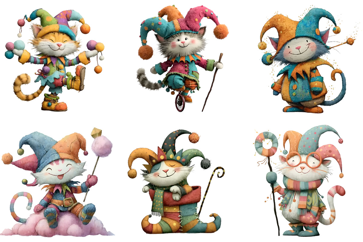 Whimsical Christmas Cat Clipart, an Illustration by DreamArtGraphic (Photo 4 of 4)
