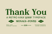 Monagi – Retro Golf Serif Font, a Serif Font by Drizy (Thumbnail 10 of 10)
