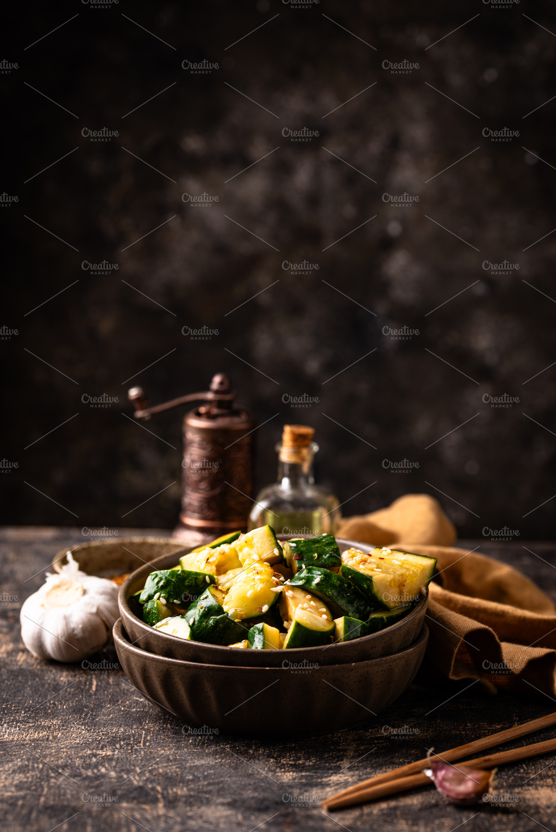 Asian marinated cucumber with chili, a Food & Drink Photo by Yulia Furman