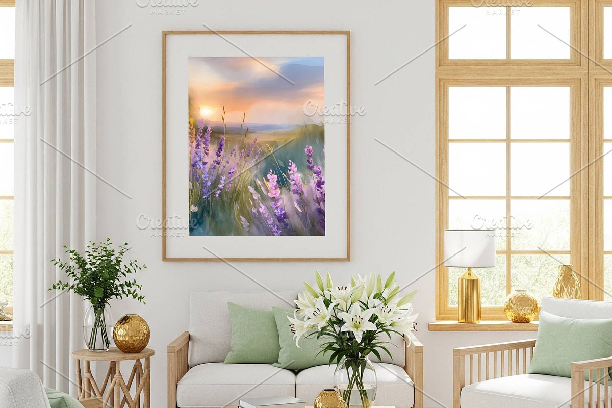 Lavender Field Watercolor Art, a Background Graphic by Floraphoria (Photo 2 of 13)