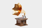 Gramophone 3d model, an Object 3D Model by fahad121 (Thumbnail 1 of 7)