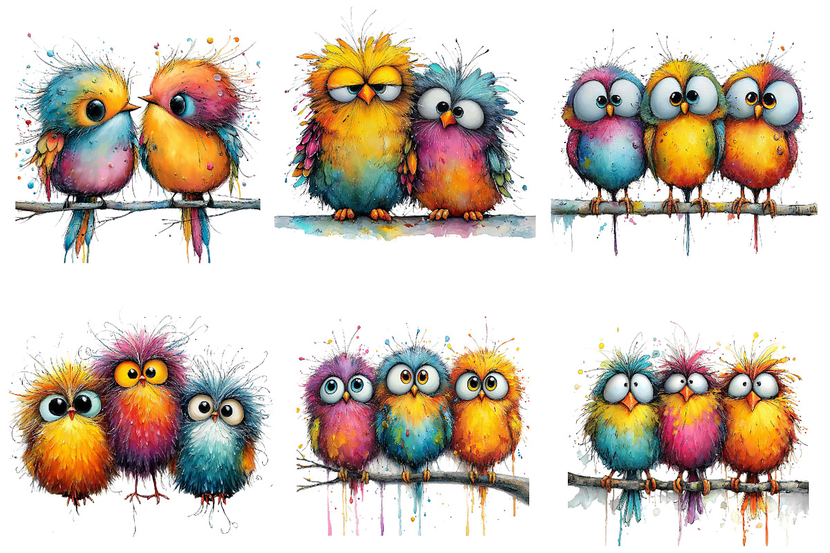 Quirky Birds on a Branch, an Illustration by CreationArt (Photo 5 of 5)