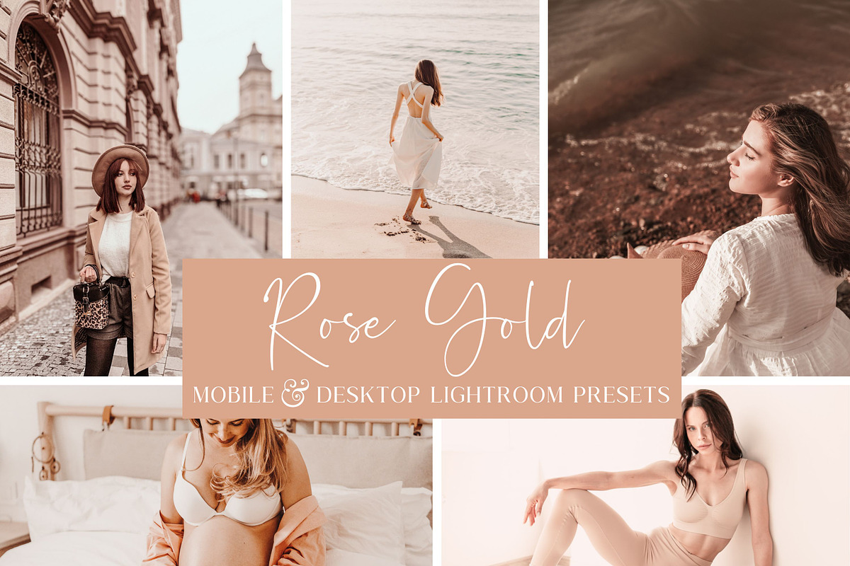 5 ROSE GOLD LIGHTROOM PRESETS, an Action Add-On by Emma Kate Creative (Photo 1 of 10)