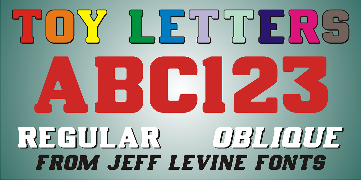 Toy Letters JNL, a Slab Serif Font by Jeff Levine Fonts