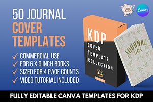 KDP 50 Journal Cover Bundle Canva