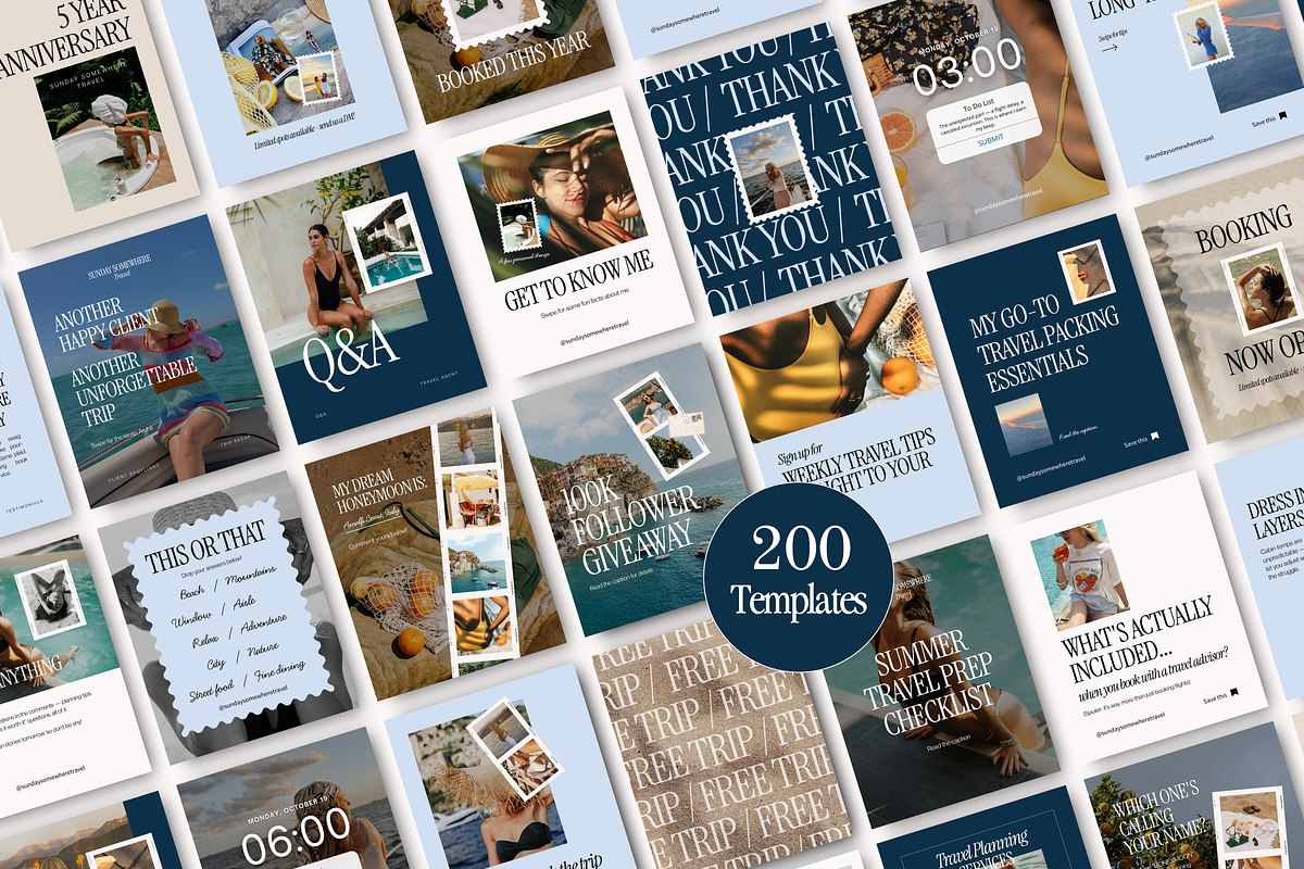 Travel Agent Instagram Templates, a Social Media Template by Warmsoulgallery (Photo 1 of 10)
