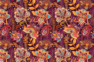 3 Floral Colorful Seamless Patterns