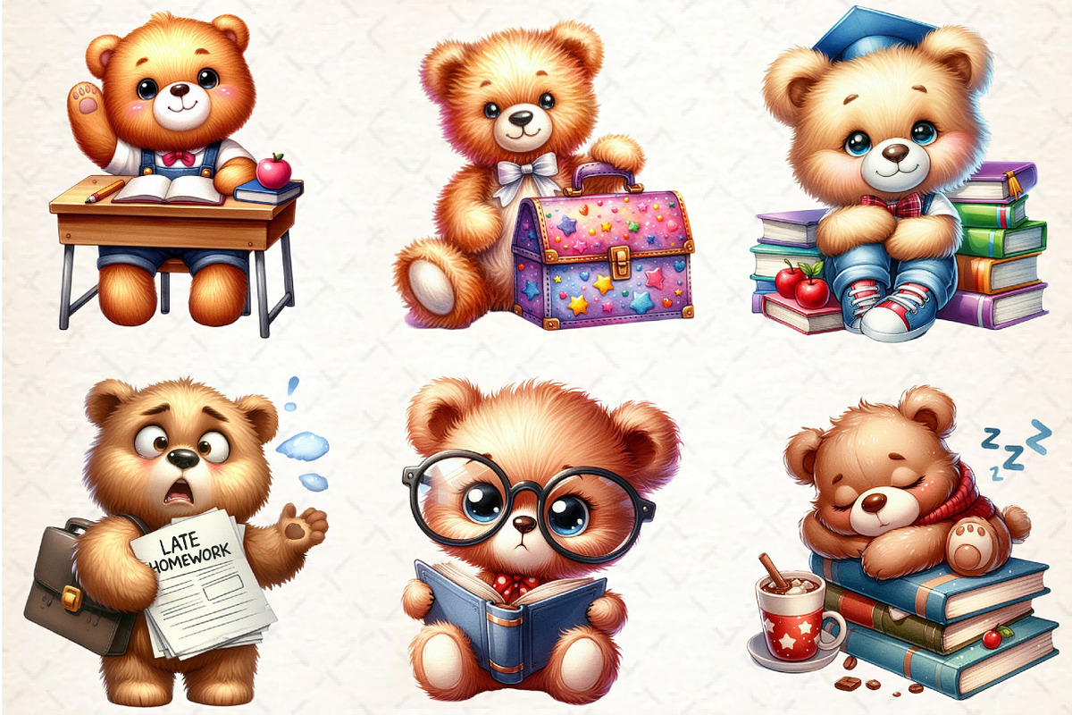 Back To School Teddy Bear Clipart, a Seasonal Illustration by Rose Art (Photo 2 of 4)