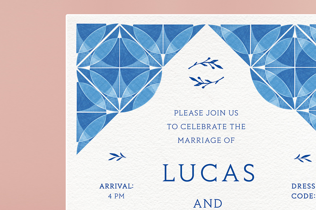 Blue Tiles Wedding Invitation Bundle, an Invitation Template by Wedding Whippet (Photo 7 of 10)
