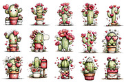 Whimsical Cactus Valentine's Clipart, an Illustration by Dream Creation (Thumbnail 2 of 6)