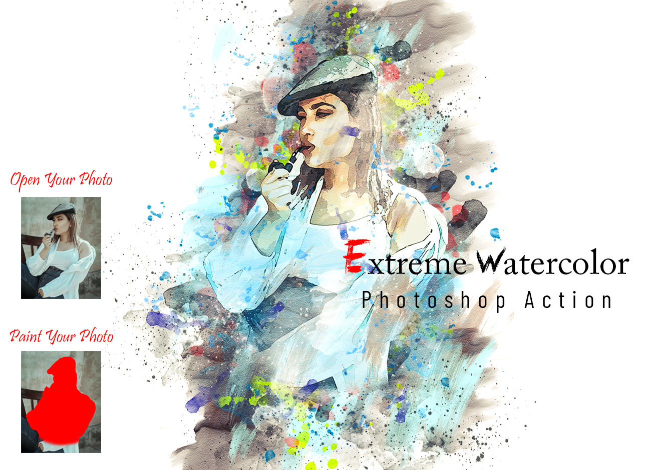 Extreme Watercolor Photoshop Action, an Action Add-On by Studio Retouch