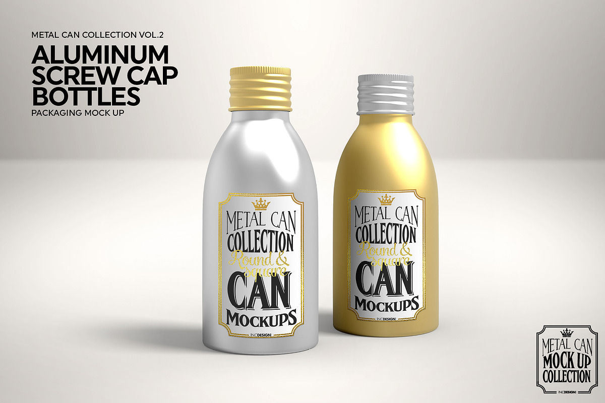 Aluminum Screw Cap Bottle Mockup, a Cups & Container Mockup by INCDesign (Photo 3 of 9)