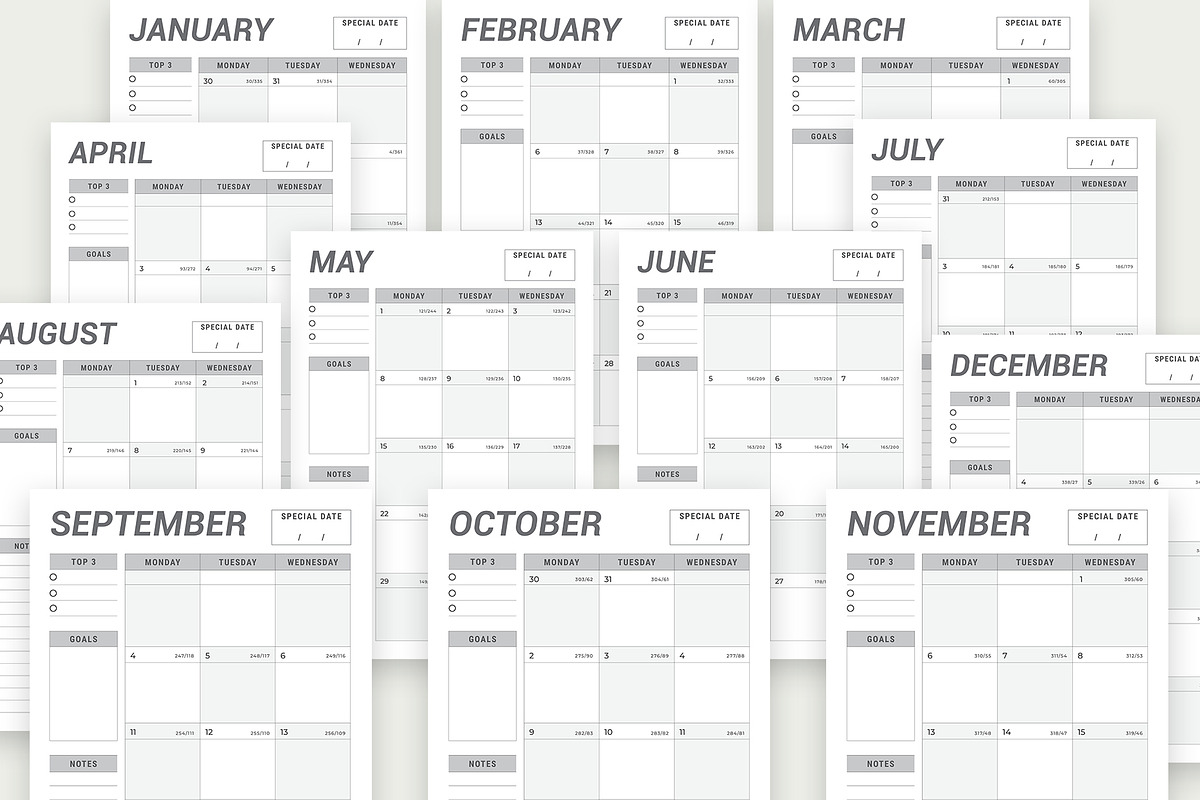 2023 Monthly Planner Bundle, a Stationery Template by ROJI CREATOR (Photo 4 of 9)