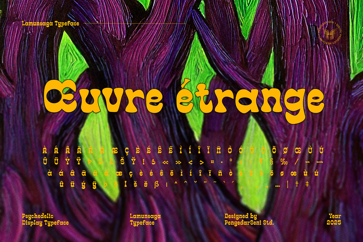 Lamunsaga – Psychedelic Typeface, a Sans Serif Font by Pengedar Seni (Photo 4 of 8)