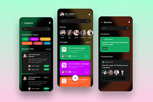 Club House App UI kit, an UI Kit Template by Sujun Baidyaa