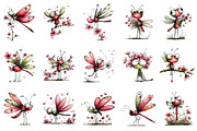 Whimsical Spring Dragonfly Clipart, an Illustration by OK Design (Thumbnail 3 of 6)