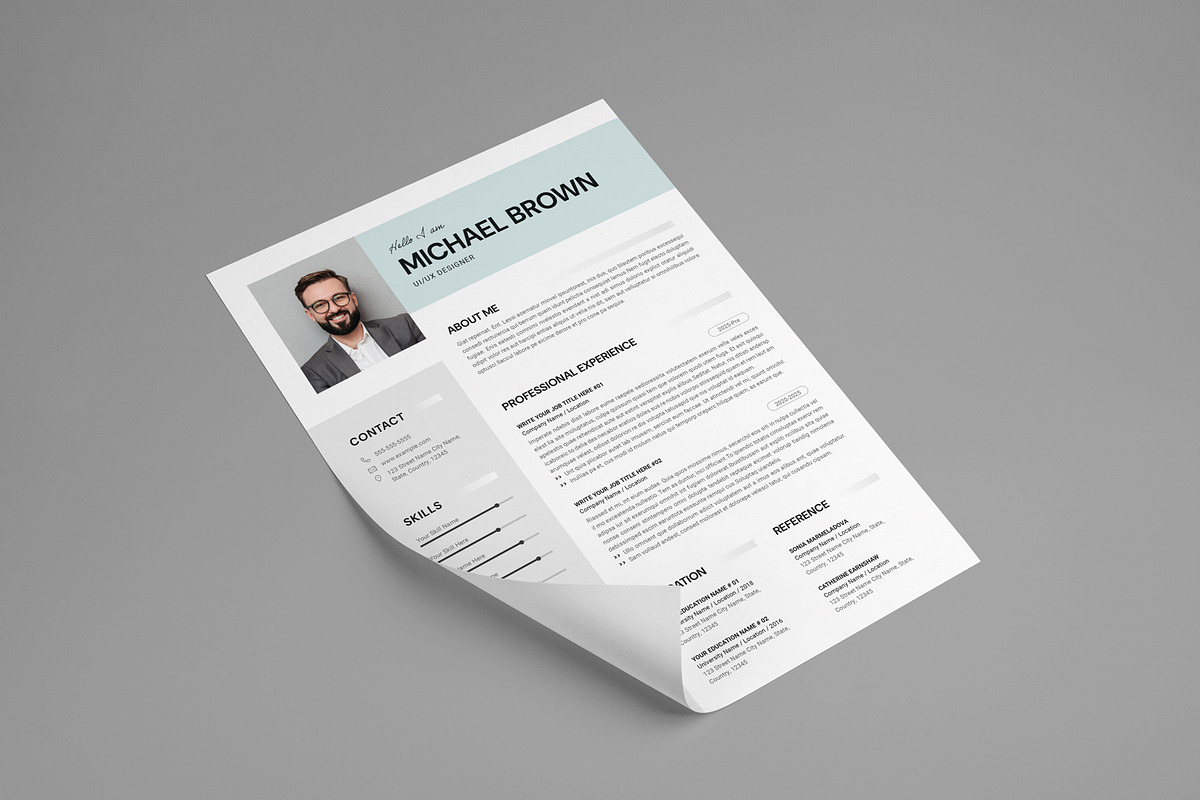 Modern Resume CV Template Letter, a Resume Template by PixelStudio (Photo 5 of 7)